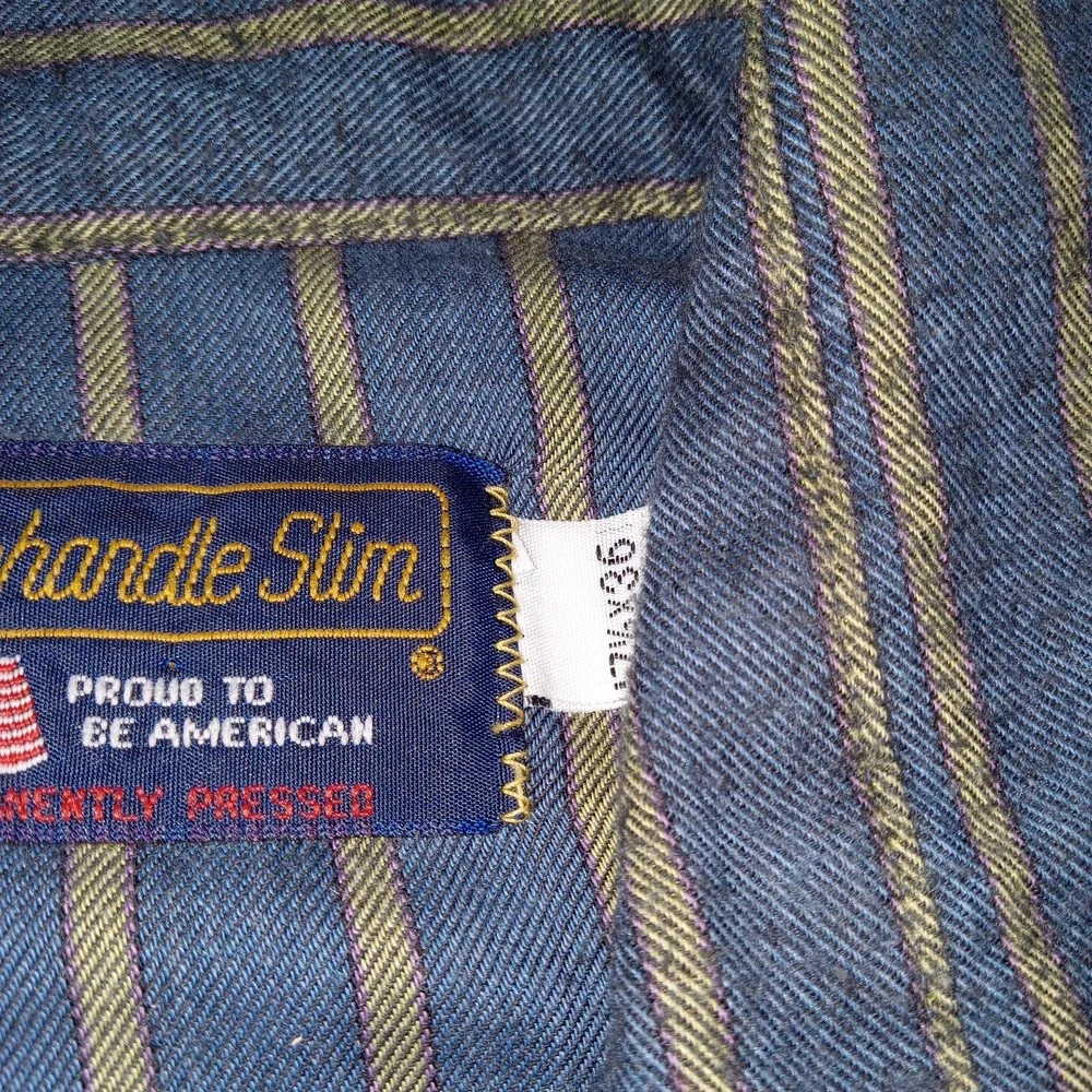 Panhandle Slim Vintage USA Flannel Pearl Snap Long Sleeve Shirt Men's 17.5X36 Bl
